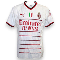Fronte maglia AC Milan Away 2022-23 Player Issued Ante Rebic numero 12 – Puma Emirates – base bianca strisce rossonere