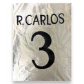 Dettaglio nome R.CARLOS e numero 3 – maglia Real Madrid Home 1998-99 Adidas vintage