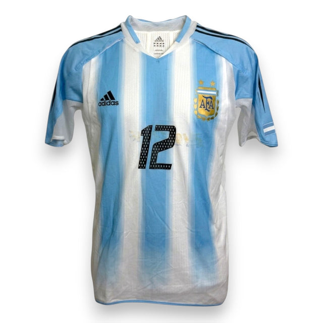 Fronte maglia Argentina Home 2004 Player Issued – Adidas – stemma AFA – numero 12 – cimelio vintage Albiceleste