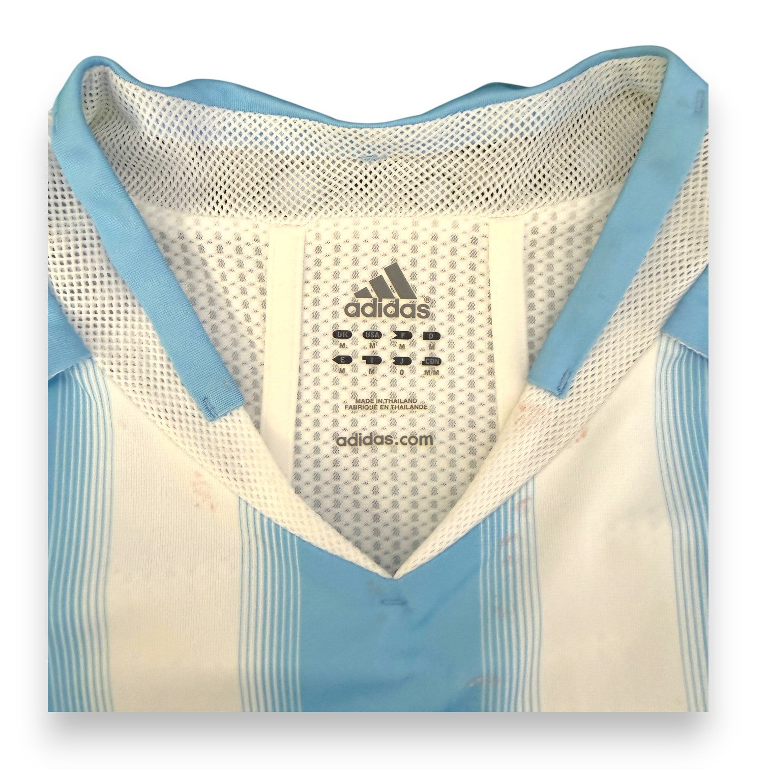 Dettaglio etichetta taglia M maglia Argentina Home 2004 Player Issued – Adidas – made in Thailand