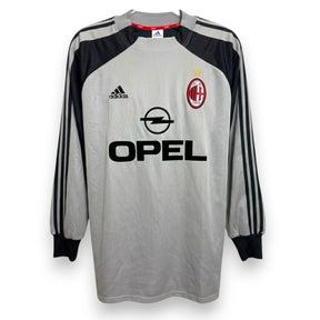 Fronte maglia Milan GK 2001-02 Adidas Vintage – sponsor Opel – stemma AC Milan – manica lunga portiere grigio