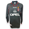 Fronte maglia Milan GK 1996-97 Lotto Vintage – sponsor Opel – stemma AC Milan – manica lunga portiere nero