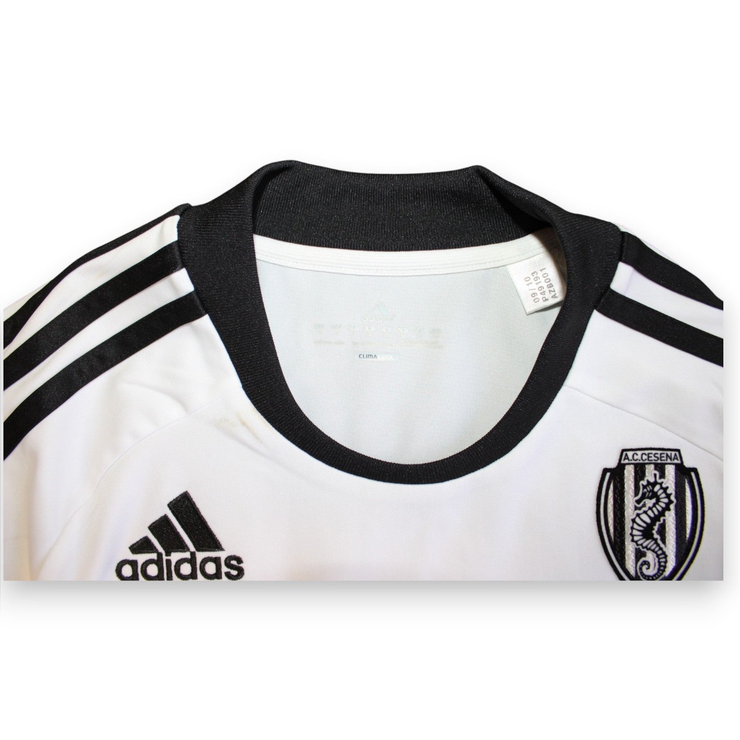 Dettaglio colletto interno taglia L maglia A.C. Cesena 2010-11 Player Issued Adidas Climacool – autenticità fornitura squadra