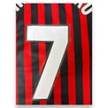 Dettaglio crepe nameset maglia Milan Centenario 1999-00 – lettere finali usurate – condizioni Good