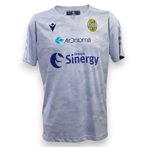 Fronte maglia portiere Hellas Verona 2019-20 Player Issued – Macron – sponsor AirDolomiti e Gruppo Sinergy – patch 90° anniversario Serie A
