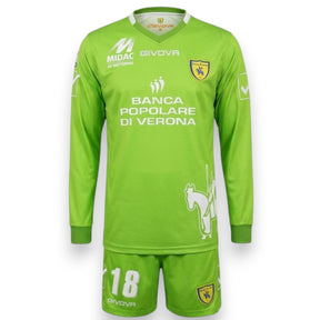 Fronte kit portiere ChievoVerona 2014-15 Player Issued Squizzi N.18 – sponsor Banca Popolare di Verona – Givova – Serie A
