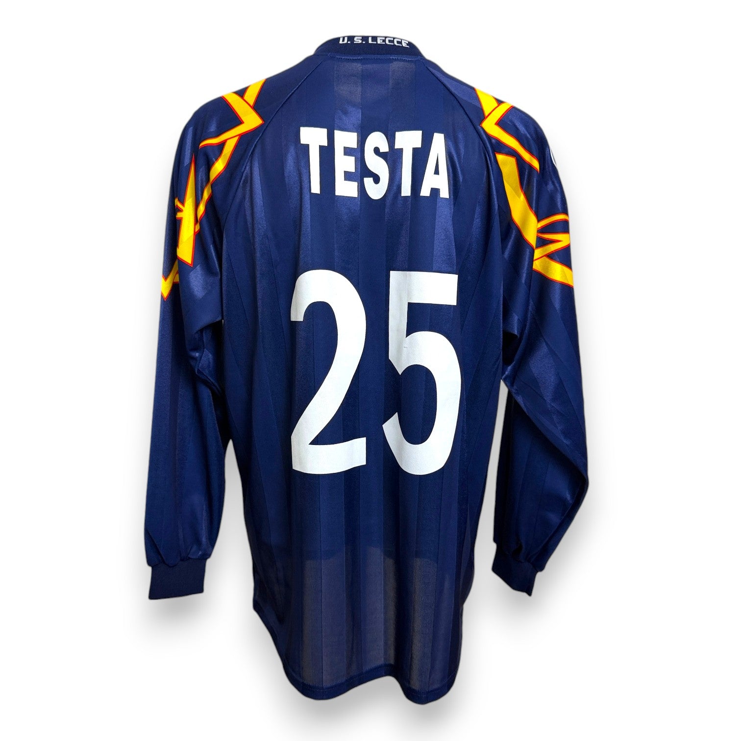 Maglia US Lecce Away 2001-02 Player Issued Marco Testa numero 25 – Asics – maniche lunghe – Serie A – condizioni Excellent vintage