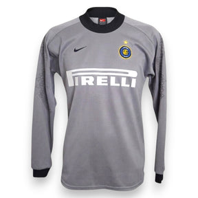 Fronte maglia portiere FC Internazionale GK 2002-03 grigia manica lunga – sponsor Pirelli – stemma Inter cerchio giallo – Nike Team Store Vintage taglia S