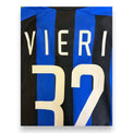 Dettaglio stampa nome VIERI e numero 32 – maglia Inter Home vintage 2001-02 Nike – cimelio Serie A