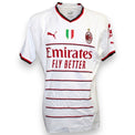 Fronte maglia AC Milan Away 2022-23 Player Issued Aster Vranckx numero 40 – Puma Emirates – base bianca strisce rossonere