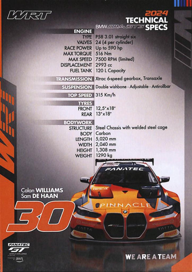 Calan Williams e Sam de Haan su brochure BMW M4 GT3 – GT World Challenge Europe – 15x10 cm