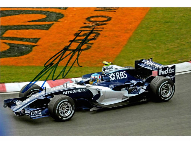 Fotografia autografata Alexander Wurz Williams FW29 Formula 1 2007 sponsor RBS Petrobras – autografo originale pennarello blu – 15x20 cm – condizioni Excellent
