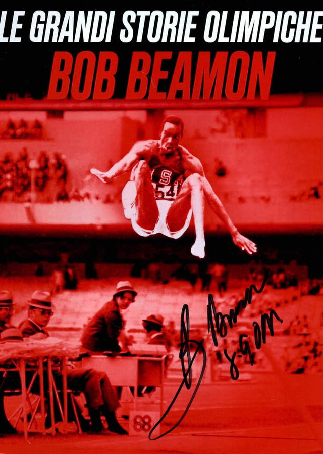 Fotografia autografata Bob Beamon nel salto in lungo – record olimpico Città del Messico 1968 – autografo originale – condizioni Excellent