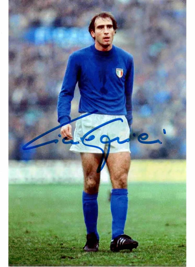 Fotografia vintage autografata Francesco Graziani Ciccio maglia Nazionale Italia – autografo originale pennarello blu per esteso – 20x15 cm – condizioni Excellent