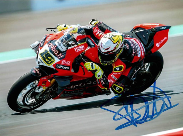 Fotografia autografata Álvaro Bautista Ducati Panigale V4R Aruba.it WorldSBK numero 19 – autografo originale pennarello blu – 15x20 cm – condizioni Excellent