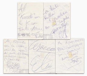 Autografi band completa Elio e Le Storie Tese – 6 firme su fogli di agenda – Elio Faso Cesareo Rocco Tanica Christian Meyer Feiez – lotto unico COA