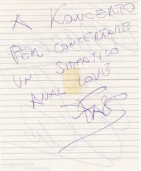 Autografo originale Cesareo – Davide Luca Civaschi – Elio e Le Storie Tese – foglio di agenda – pennarello blu