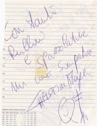 Autografi originali Christian Meyer e Feiez Paolo Panigada – Elio e Le Storie Tese – fogli di agenda – pennarello blu