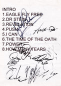 Scaletta autografata Helloween Iron Maiden Virtual XI World Tour Firenze 1998 – 10 autografi originali – 30x22 cm – condizioni Excellent