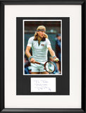 Biglietto autografato Björn Borg con dedica To Tulio e fotografia originale anni 70 – cornice nera passepartout – 40x30 cm – COA incluso