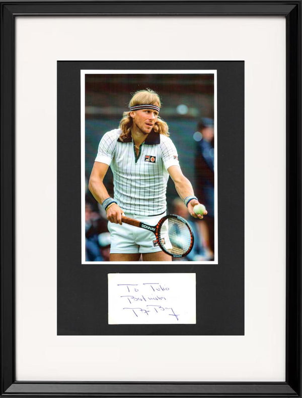 Biglietto Autografato Björn Borg – Fotografia Originale Anni '70 – Con Cornice – COA Incluso