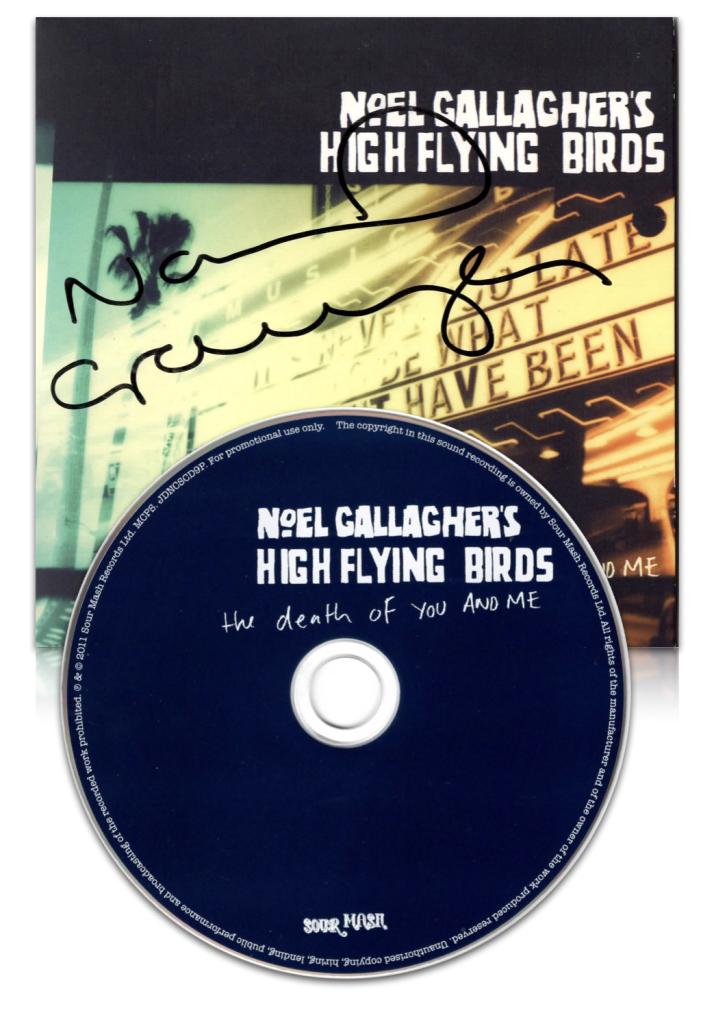 CD autografato Noel Gallagher High Flying Birds The Death of You and Me 2011 – firma originale pennarello nero copertina – Sour Mash Records promo
