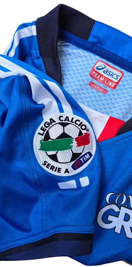 Dettaglio patch Lega Calcio Serie A TIM maglia Empoli 2007-08 Player Issued – etichetta Asics Team Line taglia L