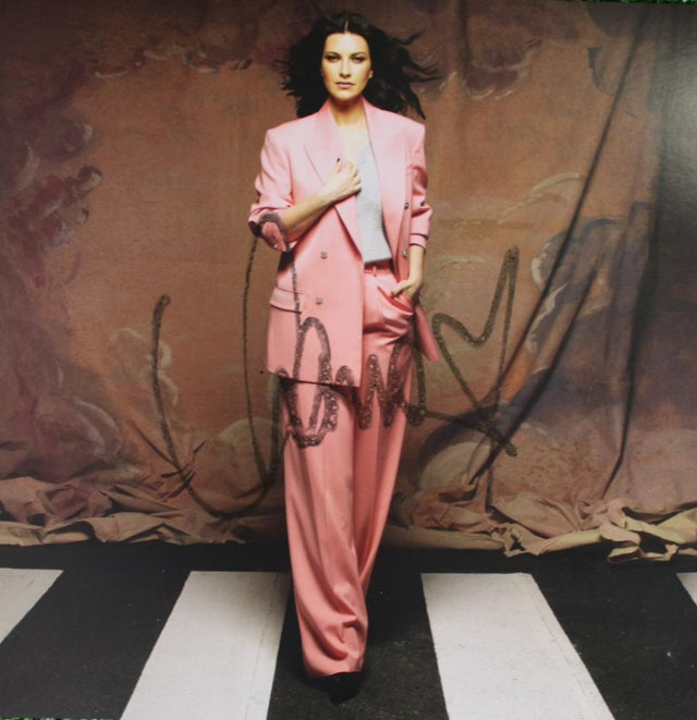 Copertina interna autografata Laura Pausini Anime Parallele 2023 – firma originale pennarello scuro – 31,5x31,5 cm