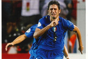 Fotografia autografata Fabio Grosso esultanza maglia Nazionale Italia Puma Mondiali 2006 – autografo originale pennarello nero – 12x17 cm – condizioni Excellent