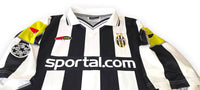 Dettaglio maglia Juventus 2000-01 Player Issued – patch UEFA Champions League – sponsor CiaoWeb – colletto polo Lotto