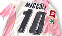Dettaglio retro maglia Palermo Away 2009-10 Miccoli 10 – patch Lega Calcio Serie A – aquila dorata Palermo – stampa originale