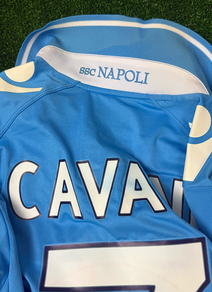 Dettaglio retro maglia SSC Napoli 2011-12 Player Issued – nameset Cavani applicato – scritta SSC Napoli colletto interno – Macron