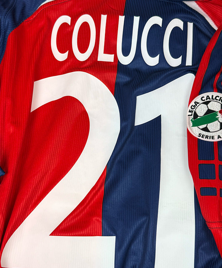 Dettaglio retro numero 21 Colucci e patch Lega Calcio Serie A maglia Cagliari 2006-07 Player Issued