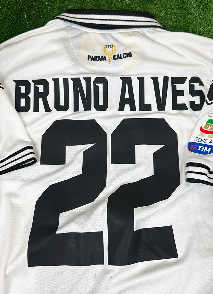 Dettaglio nameset Bruno Alves N.22 maglia Parma Calcio 2018-19 Player Issued – patch Serie A TIM – Erreà