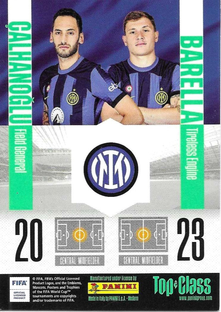Card Panini Top Class 2024 Autografata Nicolò Barella e Hakan Çalhanoglu – Inter Magic Mix – Doppio Autografo – COA Incluso