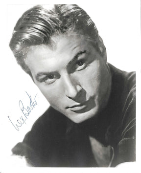 Fotografia autografata Lex Barker ritratto in bianco e nero primo piano – firma originale pennarello blu – 25,4x20,4 cm – condizioni Excellent