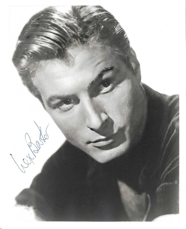 Fotografia autografata Lex Barker ritratto in bianco e nero primo piano – firma originale pennarello blu – 25,4x20,4 cm – condizioni Excellent