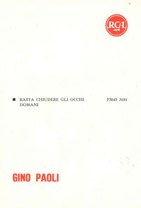 Retro cartolina RCA Gino Paoli 1963 – titoli Basta chiudere gli occhi e Domani – codice catalogo PM45 3181 – logo RCA Italiana