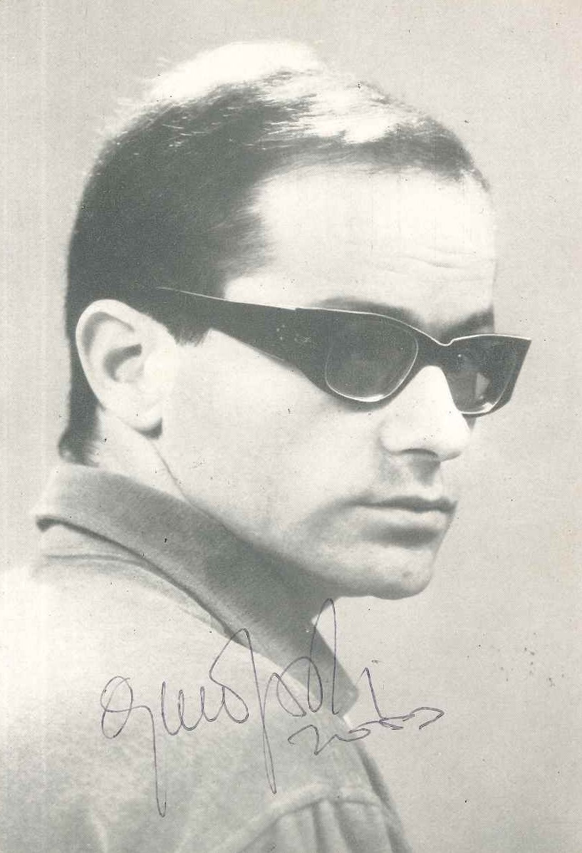 Cartolina autografata Gino Paoli RCA 1963 – ritratto di profilo con occhiali scuri – autografo originale a penna – condizioni Excellent