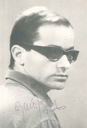 Cartolina autografata Gino Paoli RCA 1963 – ritratto di profilo con occhiali scuri – autografo originale a penna – condizioni Excellent