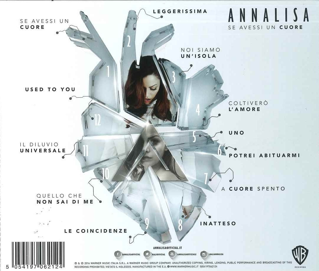 Retro CD Annalisa Se avessi un cuore – tracklist 12 brani – Warner Music 2016