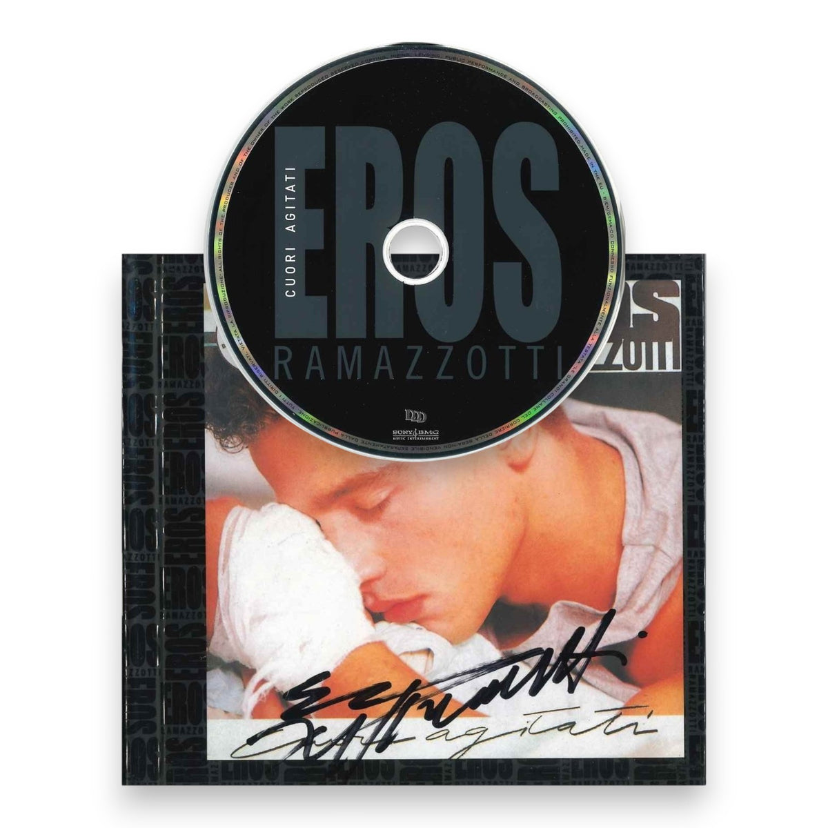 CD Cuori Agitati autografato da Eros Ramazzotti – disco e copertina con firma originale