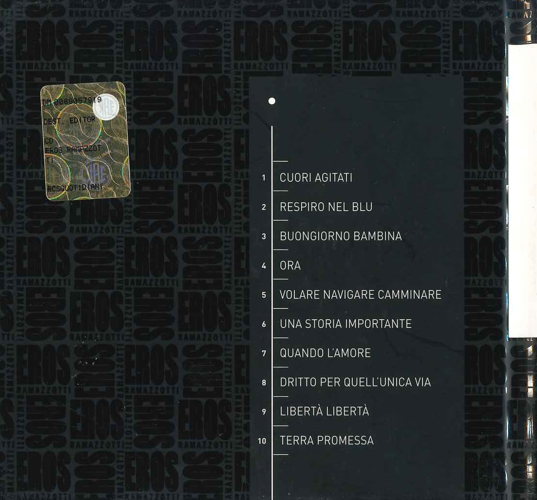 Retro digibook Cuori Agitati Eros Ramazzotti con tracklist completa di 10 brani
