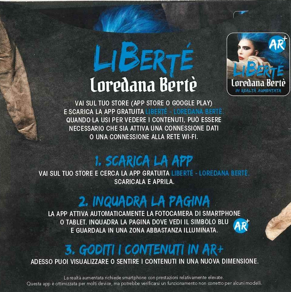 Mini-poster e contenuti realtà aumentata AR+ CD Loredana Bertè LiBerté Sanremo Edition 2019