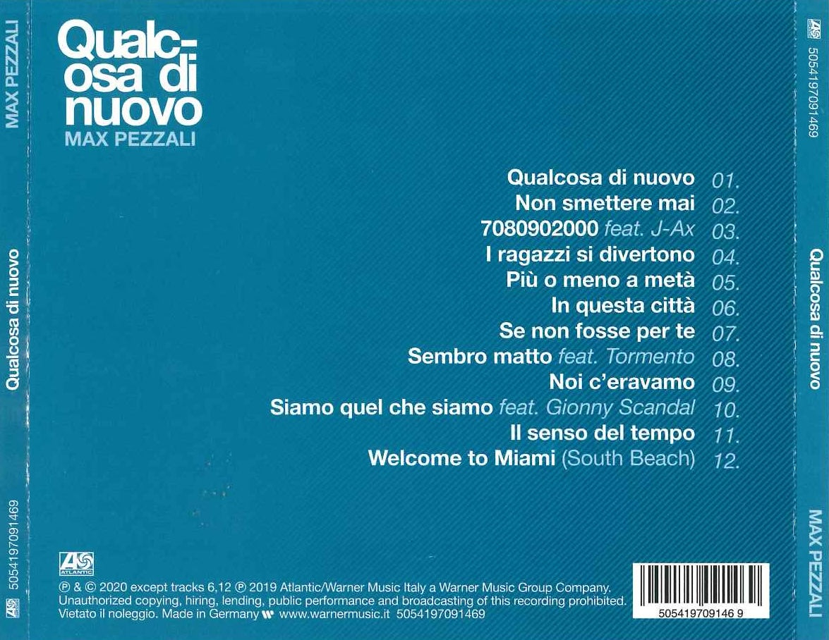 CD Max Pezzali Qualcosa di nuovo autografato – copertina firmata e disco – cimelio musicale originale