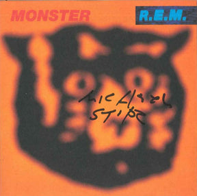 CD Monster R.E.M. autografato da Michael Stipe – copertina arancione firmata a pennarello nero – Warner 1994