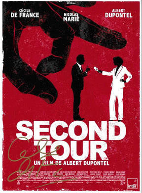 Locandina autografata Second Tour film Albert Dupontel – firma originale Cécile de France pennarello dorato – 30,4x20,1 cm – condizioni Excellent