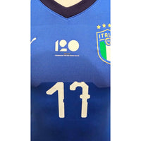 Dettaglio patch 120° anniversario FIGC e numero 17 maglia Italia Home 2018-19 Player Issued – Ciro Immobile – Puma