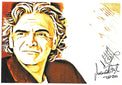 Fotografia autografata Riccardo Fogli illustrazione artistica toni seppia e oro – firma originale con data 2020 pennarello nero – 29,6x21 cm – condizioni Excellent