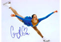 Fotografia autografata Carolina Kostner pattinaggio artistico – esibizione abito blu spiral – autografo originale pennarello blu – condizioni Excellent